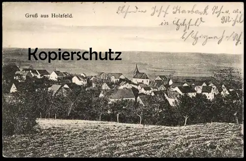 ALTE POSTKARTE GRUSS AUS HOLZFELD BEI HIRZENACH TOTALANSICHT KREIS ST. GOAR BOPPARD Verfasser Josef Karbach Anichtskarte