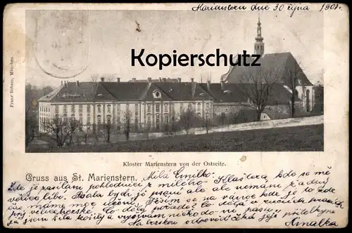 ALTE POSTKARTE ST. MARIENSTERN KLOSTER VON DER OSTSEITE PANSCHWITZ-KUCKAU 1901 abbey cloitre Ansichtskarte postcard cpa