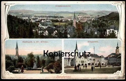 ALTE POSTKARTE TRAUTENAU STADTPARK GESAMTANSICHT RINGPLATZ Trutnov Böhmen Ansichtskarte postcard AK cpa