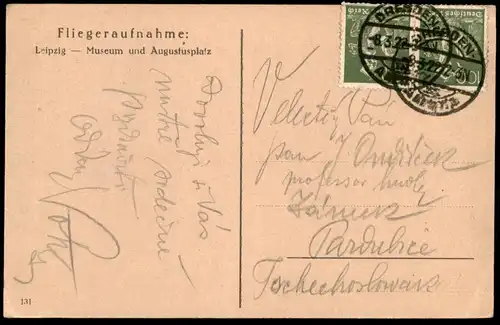 ALTE POSTKARTE LEIPZIG FLIEGERAUFNAHME 1922 MUSEUM UND AUGUSTUSPLATZ Luftbild Vogelschau Ansichtskarte postcard cpa AK