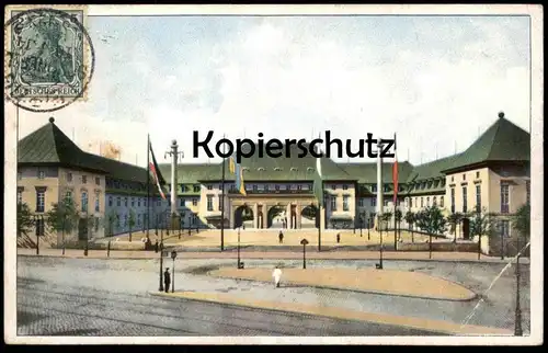 ALTE LITHO POSTKARTE LEIPZIG WELTAUSSTELLUNG FÜR GRAPHIK 1914 EINGANG B REITZENHAINERSTRASSE Ansichtskarte AK postcard
