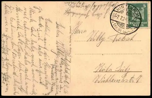 ALTE POSTKARTE GRUSS AUS HOLZFELD TOTALANSICHT KIRCHE SCHULE GASTWIRTSCHAFT VON ANTON KARBACH BOPPARD cpa postcard AK