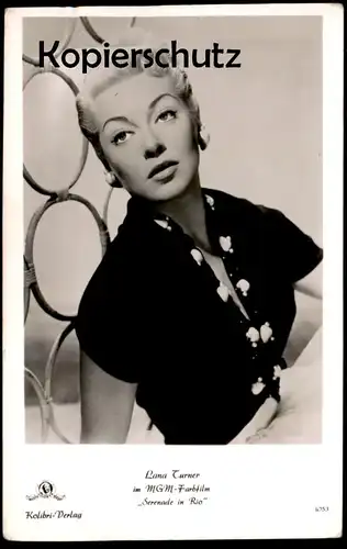 ALTE FOTO KARTE LANA TURNER IN SERENADE IN RIO FILM-SCHAUSPIELERIN Actress Metro Goldwyn Mayer MGM actor acteur Kolibri