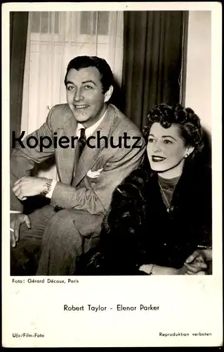 ALTE POSTKARTE ROBERT TAYLOR & ELENOR PARKER UFA FILM FOTO GÉRARD DÉCAUX PARIS Universum Film actor Photo Schauspieler