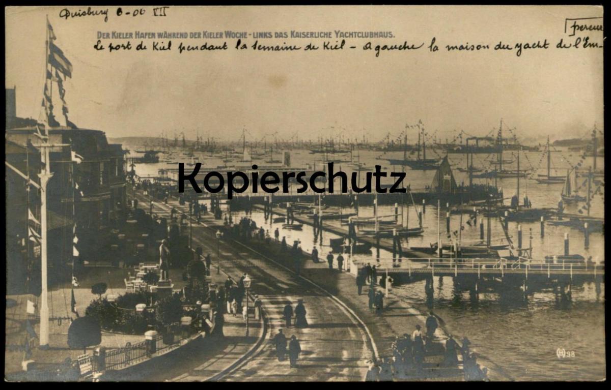 ALTE POSTKARTE KIELER WOCHE KIEL HAFEN & KAISERLICHES