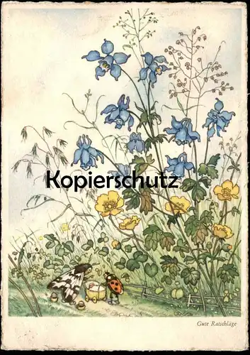 ALTE KÜNSTLER POSTKARTE INSEKTEN VERMENSCHLICHT MARIENKÄFER KÄFER GUTE RATSCHLÄGE Motte ladybird Ansichtskarte postcard