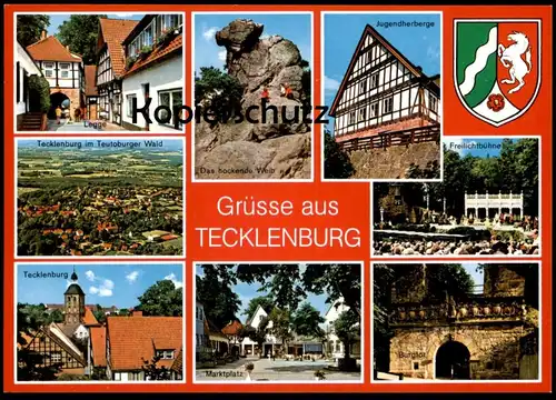 ÄLTERE POSTKARTE GRÜSSE AUS TECKLENBURG MARKTPLATZ BURGTOR LEGGE NRW FELS Ansichtskarte postcard AK cpa