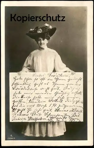 ALTE POSTKARTE FRAU MIT TAFEL HUT ROSEN WOMAN FEMME FILLE MISS MÄDCHEN 1902 hat cpa art postcard AK Ansichtskarte