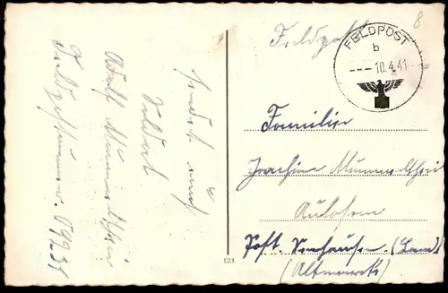 ALTE POSTKARTE FROHE OSTERN TEICH WEIDE KÜHE LANDSCHAFT FELDPOST 1941 happy easter cpa postcard AK Ansichtskarte