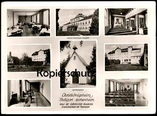 ÄLTERE POSTKARTE STUTTGART HOHENHEIM CHRISTKÖNIGSHEIM 1959 INNENANSICHTEN interieur Haltestelle Plieningen Ansichtskarte