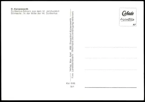 ÄLTERE POSTKARTE KAISERSWERTH SUITBERTUS SCHREIN AUS DEM 14. JAHRHUNDERT holy shrine coffret cpa postcard Ansichtskarte