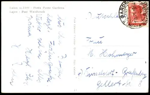 ALTE POSTKARTE LAION POSTA PONTE GARDENA 1954 LAJEN POST WAIDBRUCK Laiun Bozen Bolzano AK Ansichtskarte cpa postcard