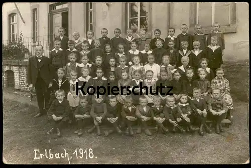 ALTE FOTO POSTKARTE ERLBACH 1918 SCHULE SCHÜLER school école Schüler students pupil enfants cpa photo Markneukirchen AK