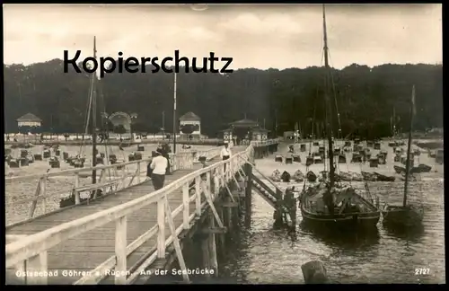 ALTE POSTKARTE OSTSEEBAD GÖHREN RÜGEN AN DER SEEBRÜCKE Segelboot Segler Strand beach plage cpa AK Ansichtskarte postcard