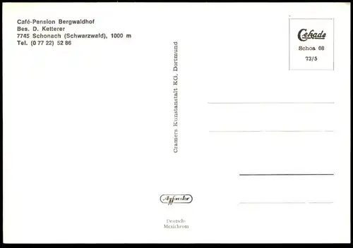 ÄLTERE POSTKARTE SCHONACH BERGWALDHOF Opel ? Schwarzwald black forest Ansichtskarte AK cpa postcard