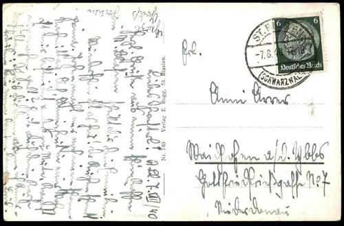 ALTE POSTKARTE ST. BLASIEN SCHWARZWALD BLICK VOM WEISSENSTEIN 1940 cpa postcard AK Ansichtskarte