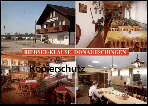 ÄLTERE POSTKARTE RIEDSEE-KLAUSE DONAUESCHINGEN DKB KEGELBAHNEN ninepins bowling Kegelbahn postcard Ansichtskarte AK cpa