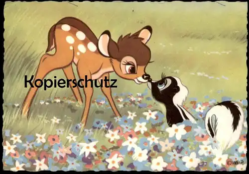 ÄLTERE POSTKARTE BAMBI WALT DISNEY Stinktier Blume flower mouffette Skunk Reh Zeichentrick Ansichtskarte AK