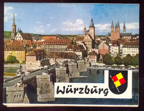 ÄLTERES KOMPLETTES LEPORELLO DIE SCHÖNSTEN FARBBILDER VON WÜRZBURG 10,5 cm x 8 cm Bild photo Bayern