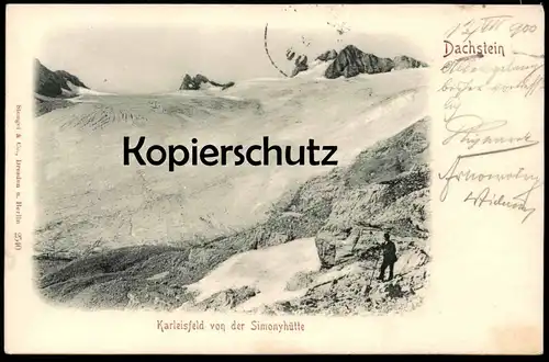 ALTE POSTKARTE DACHSTEIN KARLEISFELD VON DER SIMONYHÜTTE 1900 Hallstätter Gletscher glacier Ansichtskarte postcard cpa
