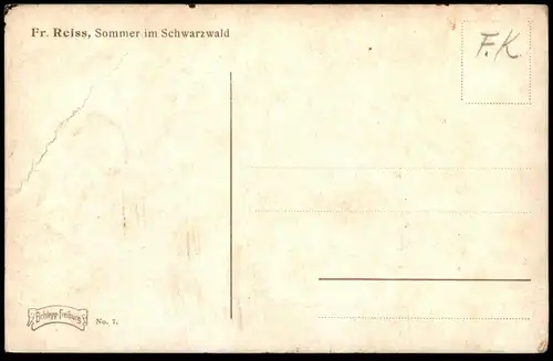 ALTE KÜNSTLER POSTKARTE SOMMER IM SCHWARZWALD FRITZ REISS SCHWARZWALDHAUS BAUERNHAUS BLACK FOREST cpa postcard AK