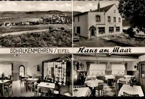 ÄLTERE WERBE-POSTKARTE SCHALKENMEHREN EIFEL HAUS AM MAAR GASTHOF PENSION SCHNEIDER cpa postcard AK Ansichtskarte