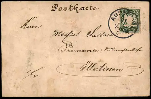 ALTE POSTKARTE KRITIK TOURISMUS IN DEN ALPEN GRUSS AUS AUGSBURG 1900 Humor humour Berge Ansichtskarte postcard cpa AK