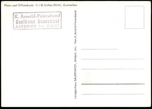 ÄLTERE POSTKARTE LANDGASTHAUS BAUERNHOF FEIERABEND ALTDORF URI Henniez Schirm Schweiz Suisse Ansichtskarte postcard cpa