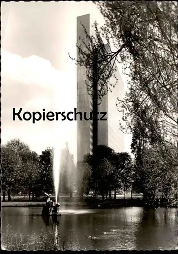 ÄLTERE POSTKARTE DÜSSELDORF GRÖNE JONG UND THYSSENHAUS 1961 Turm Haus Thyssen Ansichtskarte postcard AK cpa
