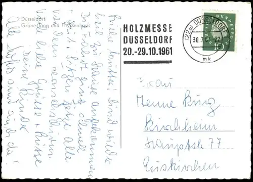 ÄLTERE POSTKARTE DÜSSELDORF GRÖNE JONG UND THYSSENHAUS 1961 Turm Haus Thyssen Ansichtskarte postcard AK cpa