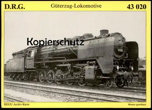 POSTKARTE DAMPFLOK 43020 D.R.G. GÜTERZUG-LOKOMOTIVE REIJU locomotive à vapeur steam train cpa Ansichtskarte postcard AK
