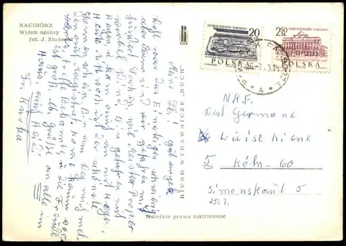 ÄLTERE POSTKARTE RACIBORZ WIDOK OGOLNY Bus Polen Polska 1973 Ansichtskarte AK cpa postcard