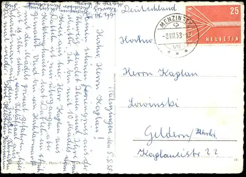 ÄLTERE POSTKARTE BLICK GEGEN MENZINGEN UND ALBISKETTE Kanton Zug Schweiz Suisse cpa postcard Ansichtskarte AK