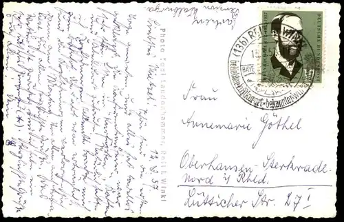 ÄLTERE POSTKARTE REIT IM WINKL HOTEL PENSION WALBURGA 1957 IM WINTER snow hiver neige Ansichtskarte AK cpa postcard