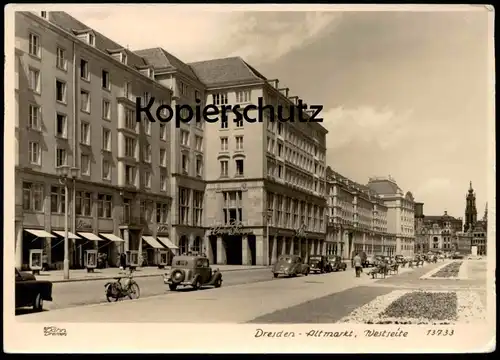 ALTE POSTKARTE DRESDEN MOPED AUTOS MOFA ALTMARKT WESTSEITE STEMPEL FRAUENKIRCHE Oldtimer moto cpa postcard Ansichtskarte