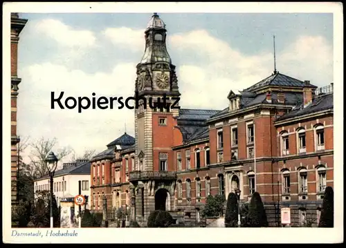 ALTE POSTKARTE DARMSTADT HOCHSCHULE UNIVERSITÄT Litfasssäule university 40er Jahre AK Ansichtskarte cpa postcard