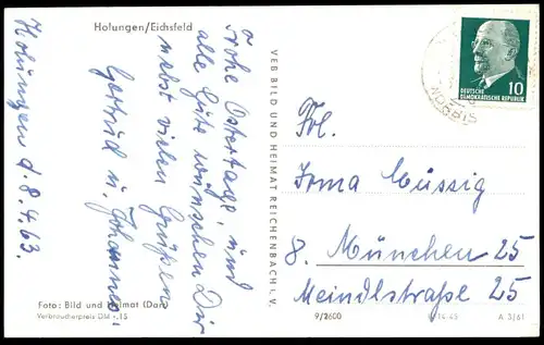 ÄLTERE POSTKARTE HOLUNGEN EICHSFELD Totalansicht Gesamtansicht Sonnenstein AK Ansichtskarte cpa postcard
