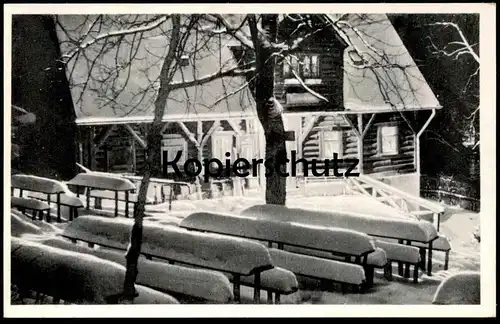 ALTE POSTKARTE KÖHLERHÜTTE FÜRSTENBRUNN BEI NACHT SCHNEE WINTER hiver snow neige Schwarzenberg Erzgebirge Ansichtskarte