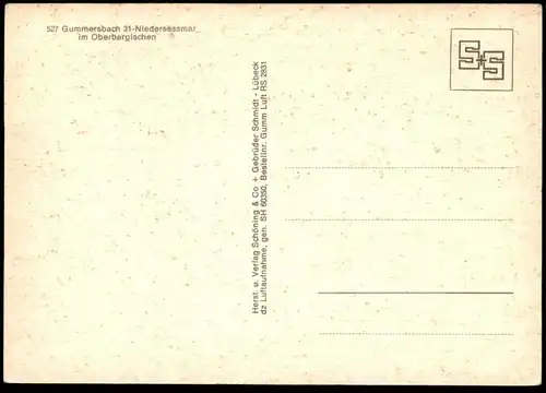 ÄLTERE POSTKARTE GUMMERSBACH NIEDERSESSMAR IM OBERBERGISCHEN LUFTBILD MIT BAHNHOF gare station Ansichtskarte postcard AK