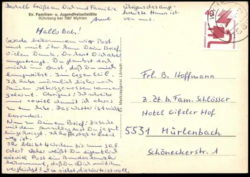 ÄLTERE POSTKARTE EVANGELISCHE FAMILIEN- UND JUGENDFREIZEITSTÄTTE RÜHRBERG BEI WYHLEN Grenzach Ansichtskarte AK postcard