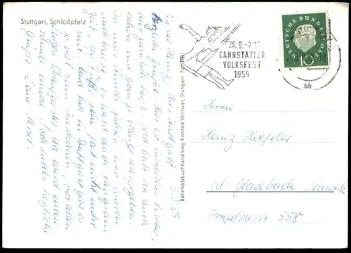 ÄLTERE POSTKARTE STUTTGART SCHLOSSPLATZ 1959 Schloss chateau castle Ansichtskarte AK cpa postcard
