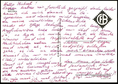 ÄLTERE POSTKARTE MALLORCA BY NIGHT bei Nacht nuit Humor Humour Mond moon lune cpa postcard Ansichtskarte Islas Baleares