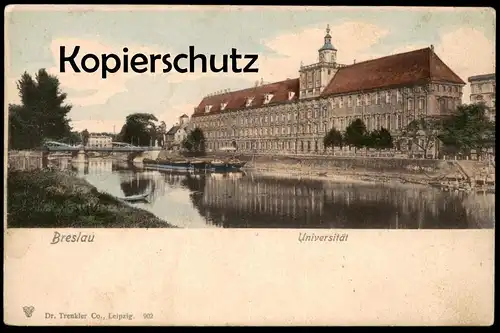 ALTE POSTKARTE BRESLAU UNIVERSITÄT Lastkähne Schiffe ships university Wroclaw Brassel Schlesien postcard Ansichtskarte