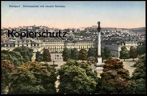 ALTE POSTKARTE STUTTGART SCHLOSSPLATZ MIT NEUEM SCHLOSS chateau castle Ansichtskarte AK cpa postcard