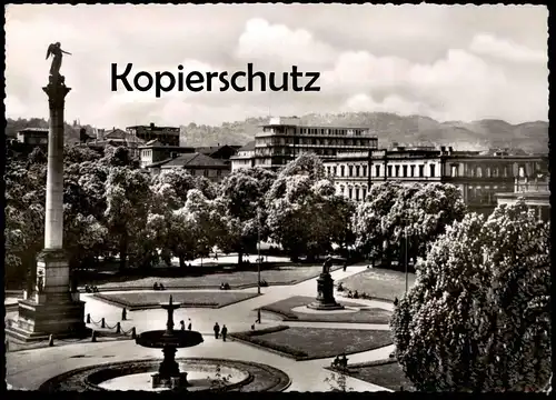 ÄLTERE POSTKARTE STUTTGART PARTIE AM SCHLOSSPLATZ Schloss castle chateau Ansichtskarte postcard AK cpa
