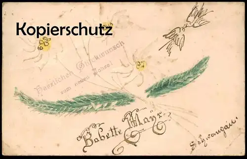 ALTE POSTKARTE BABETTE MAYR SCHWANGAU HERZLICHEN GLÜCKWUNSCH ZUM NEUEN JAHRE EDELWEISS Neujahr postcard Ansichtskarte
