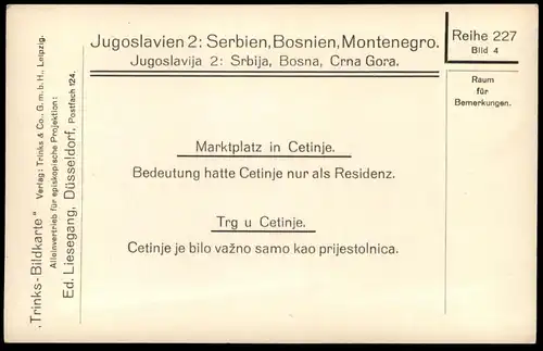 ALTE POSTKARTE MARKTPLATZ IN CETINJE TRG MONTENEGRO Jugoslawien Serbien Bosnien Bosnia Crna Gora Srbija postcard AK cpa