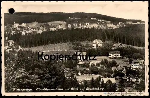 ALTE POSTKARTE OBER-KRUMMHÜBEL BLICK AUF BRÜCKENBERG KARPACZ RIESENGEBIRGE Karkonosze Krkonose Ansichtskarte postcard