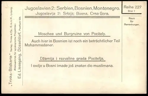 ALTE POSTKARTE MOSCHEE UND BURGRUINE VON POCITELY Mosque Mosquee Pocitelja Pocitelj Jugoslawien Serbien Bosnien Bosnia