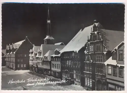 ÄLTERE POSTKARTE HAMELN OSTERSTRASSE ZU WEIHNACHTEN SCHNEE HERZLICHE WEIHNACHTS- UND NEUJAHRSGRÜSSE Winter postcard AK